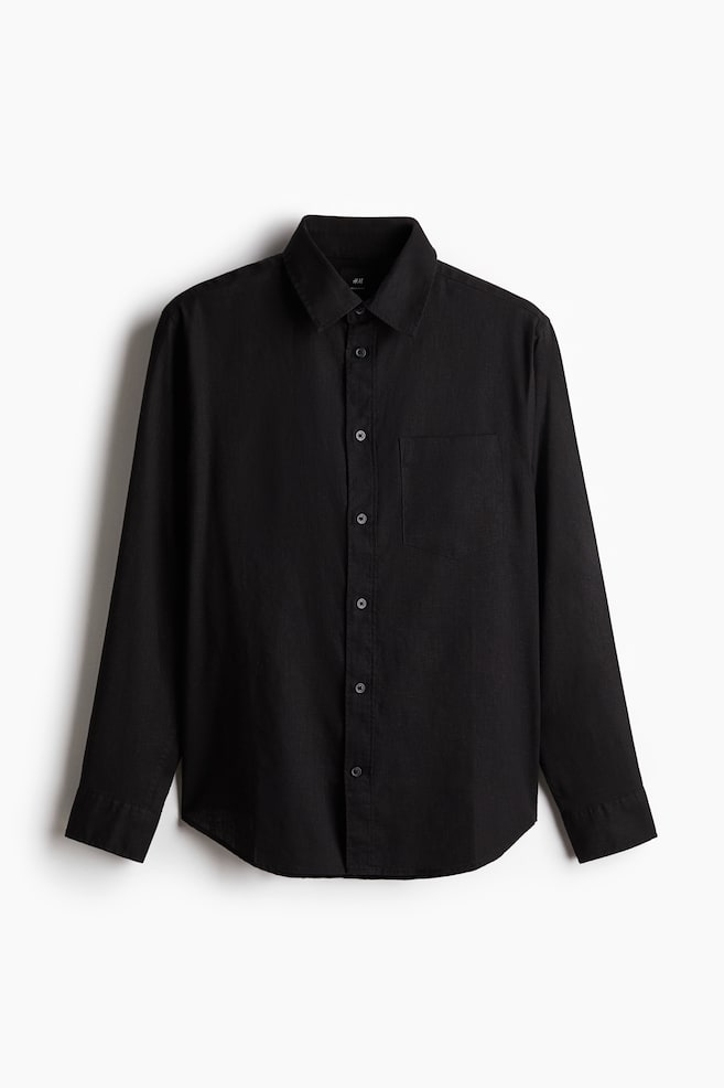 

Рубашка из смеси льна, стандартного кроя H&M, черный