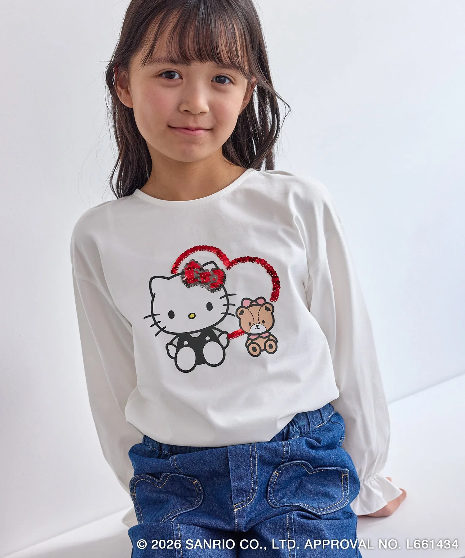 Детская футболка с пайетками Hello Kitty ROPE' PICNIC белая