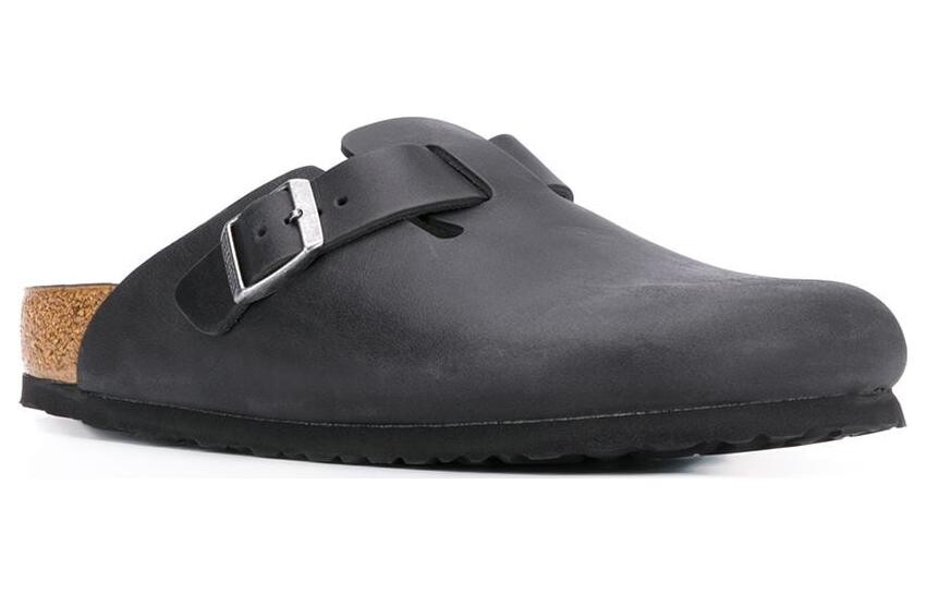 Мюли Birkenstock Boston Natural Leather Oiled узкие, черный — фото 2