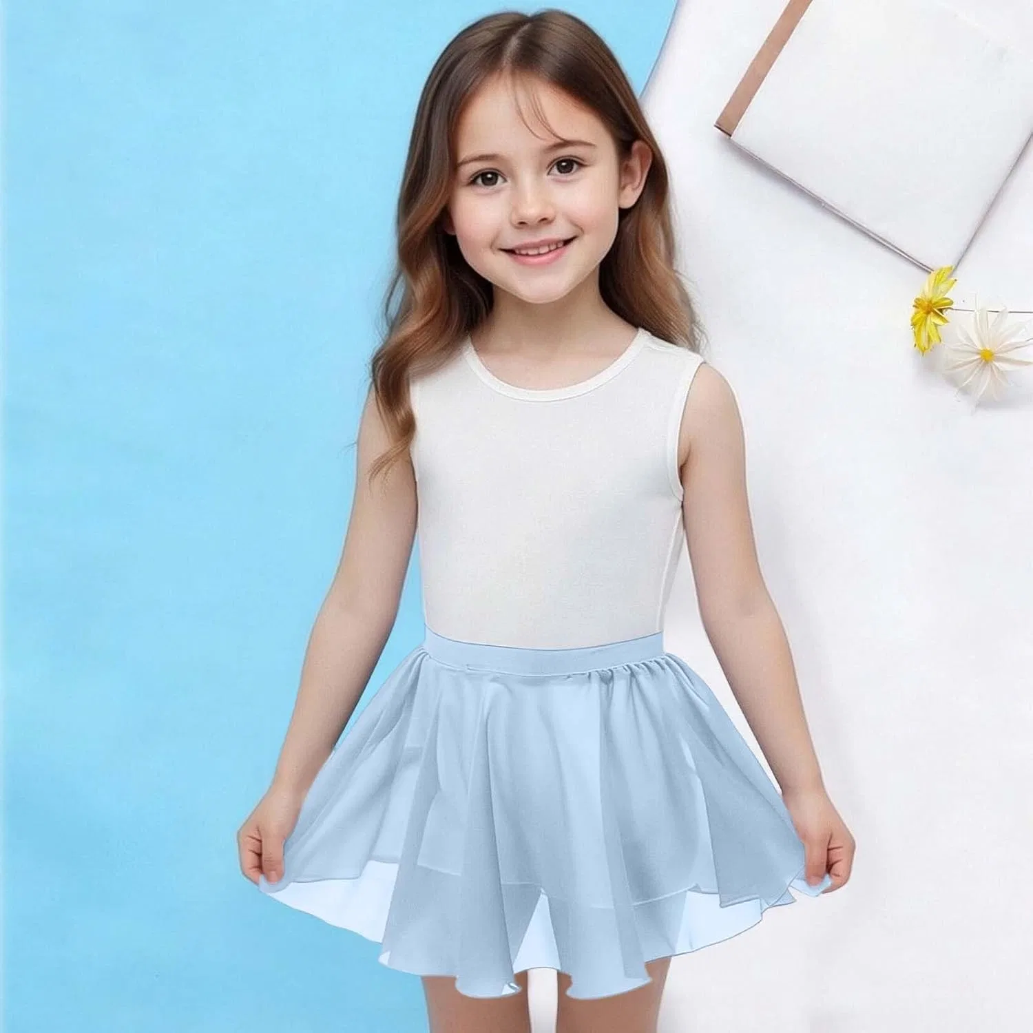 Юбка для девочек Zzalalana плиссированная мини, Light Blue — фото 2