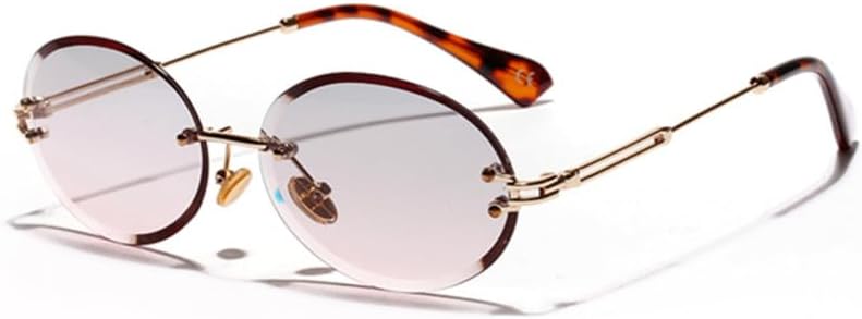 

Ретро овальные солнцезащитные очки для женщин, без оправы, с прозрачными линзами, солнцезащитные очки без оправы для женщин, защита от ультрафиолета UV400 MTZJH, Grey Pink