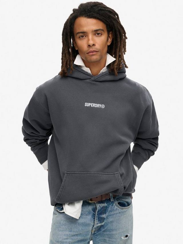 

Свободная толстовка с изображением микро-логотипа Superdry, цвет Ebony