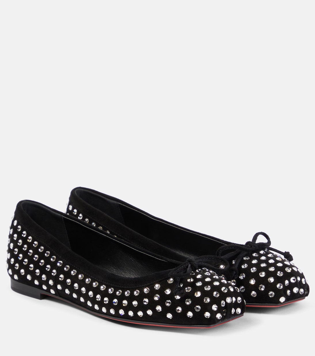Балетки из замши Mamadrague с декоративными элементами Christian Louboutin, Black/Cristal/Lin Black