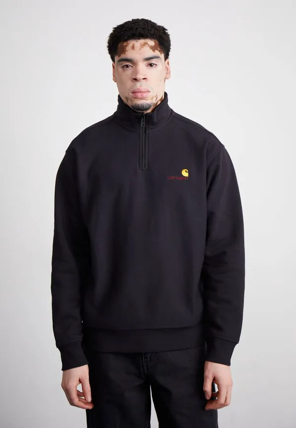 

Толстовка с застежкой-молнией до середины груди и надписью в американском стиле Carhartt Wip, Black, Черный, Толстовка с застежкой-молнией до середины груди и надписью в американском стиле Carhartt Wip, Black
