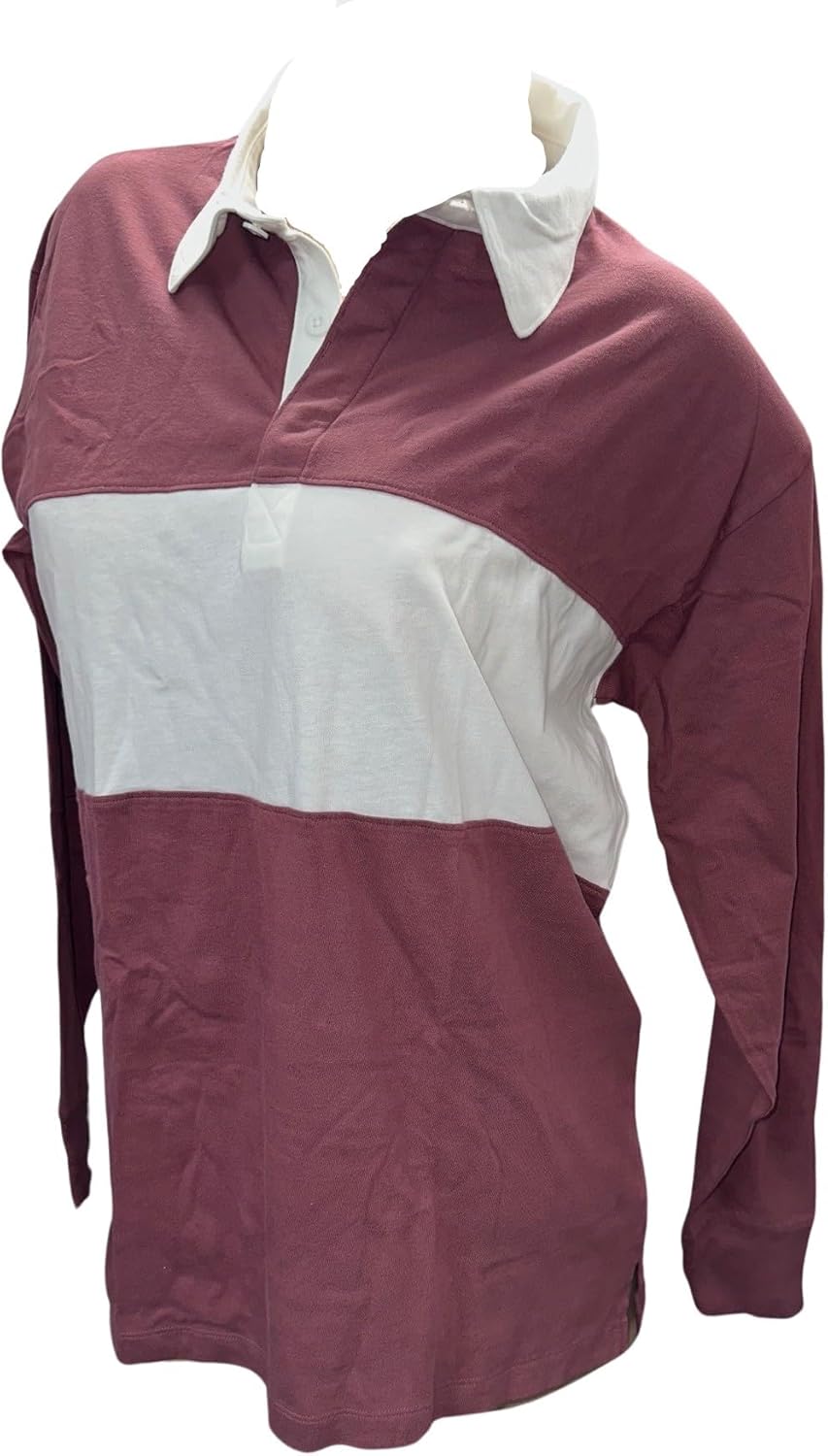 

Victoria's Secret Pink длинный рукав регби/поло футболка на пуговицах цвет Morning Rose новый