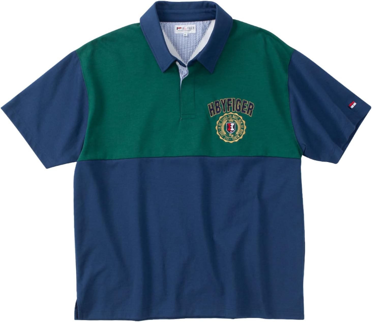 

Мужская поло-рубашка с коротким рукавом H BIGGER By Figer, темно-синий/зеленый