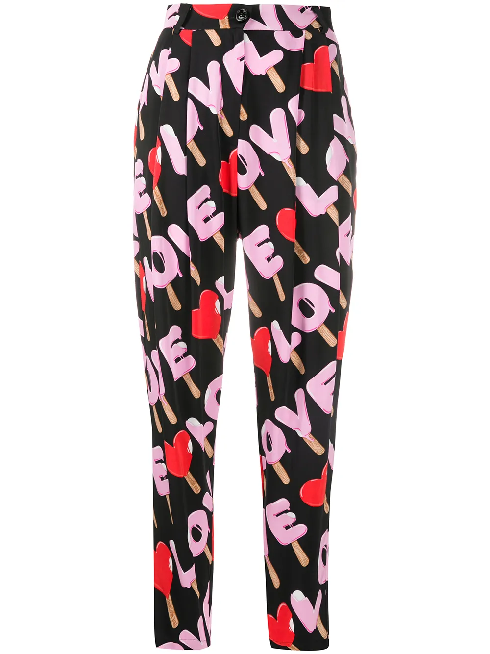 

Брюки строгого кроя с принтом Love Moschino, черный