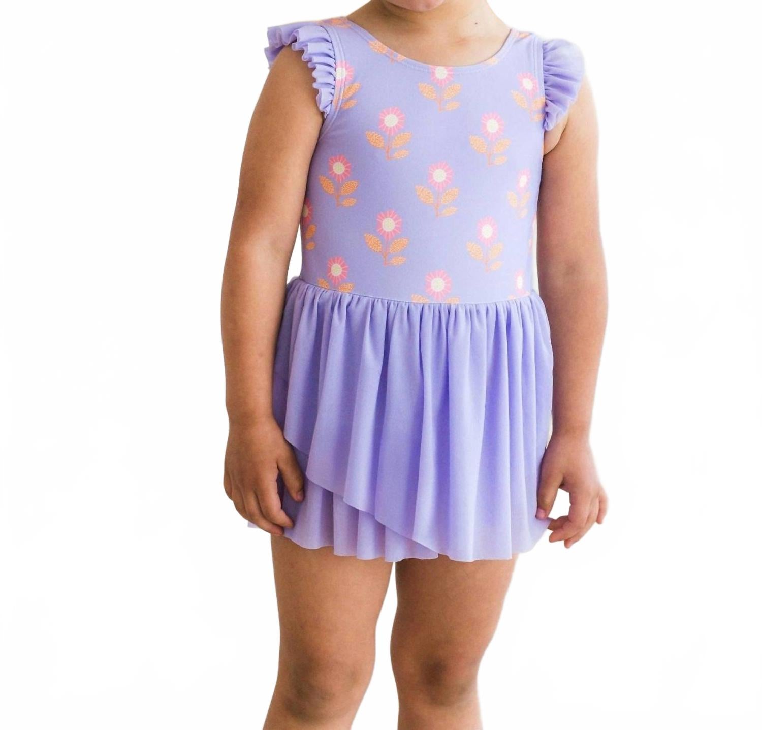 

RuffleButts Купальник для танцев и гимнастики Petunia Petals с рукавами-крылышками, фиолетовый