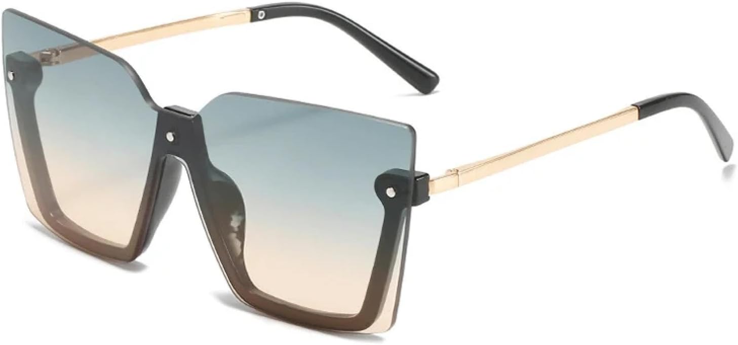 

Винтажные солнцезащитные очки в полуободковой оправе для женщин и мужчин, модные очки в крупной оправе для активного отдыха и вождения, защита от УФ-излучения UV400 TKKTLLT, Black Green Yellow