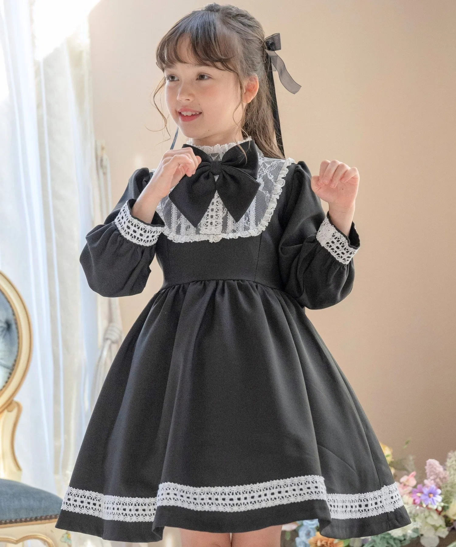 Детское платье-футляр с кружевом Catherine Cottage MARGRETHE чёрное
