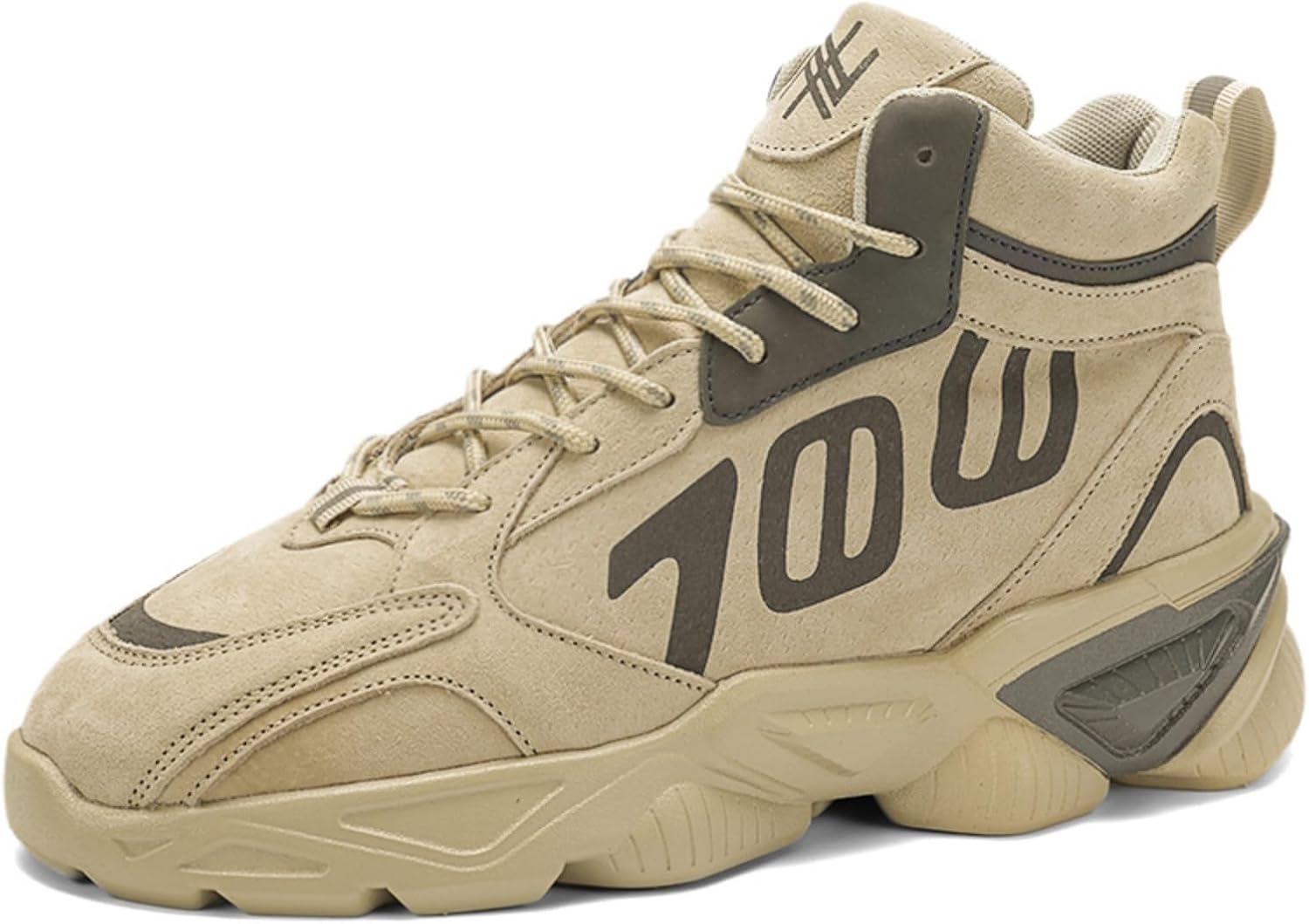 

Мужские модные кроссовки на платформе с шнуровкой, средней высоты, с противоскользящей подошвой, с круглым носком, повседневные массивные кроссовки для спортзала, тенниса, бега и прогулок Boaobaihuo, хаки