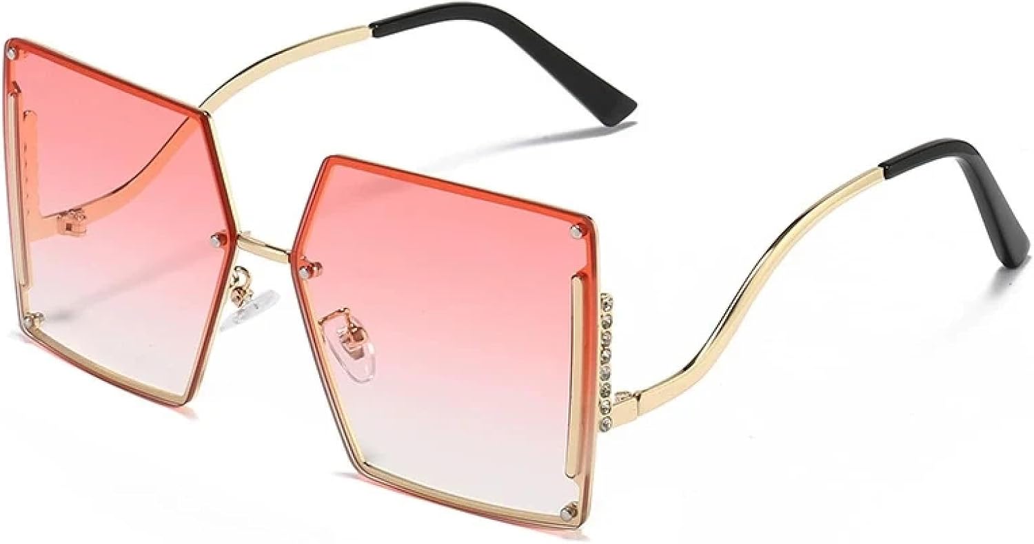 

Роскошные безободковые металлические солнцезащитные очки для женщин и мужчин в винтажном стиле, летние дорожные солнцезащитные очки с защитой от УФ-излучения UV400 TKKTLLT, Gold Gradient Pink