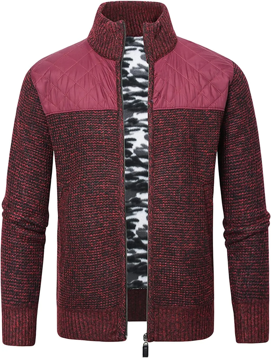 

Мужской кардиган Maiyifu-GJ с цветными блоками, утепленный, на молнии