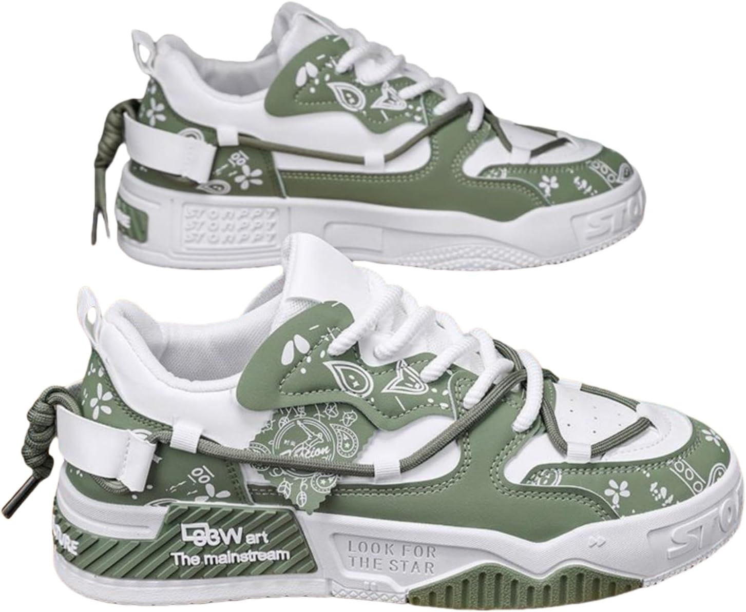 

Мужские модные уличные скейтбордистские кроссовки в стиле колор-блок, удобные, с нескользящей шнуровкой, идеально подходят для прогулок на свежем воздухе весной и летом Kpdwfms, белый/зеленый