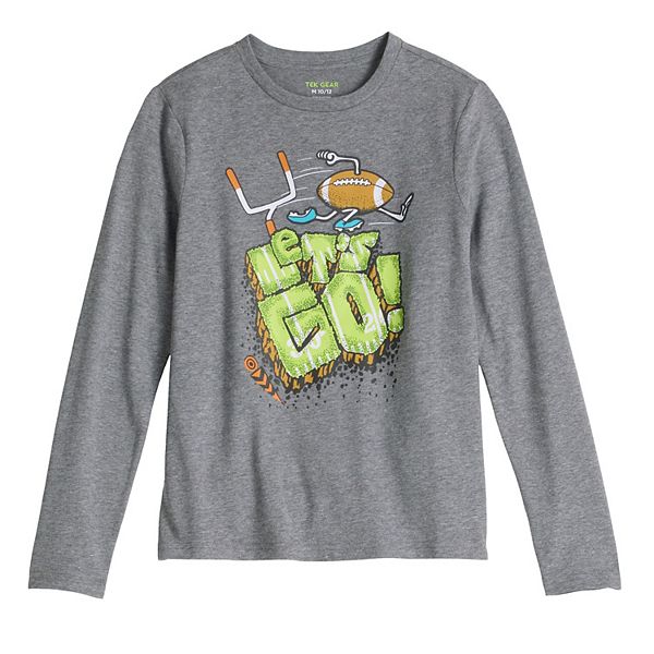 

Футболка с принтом для мальчиков 8-20 лет regular & husky Tek Gear, Football Lets Go Gray