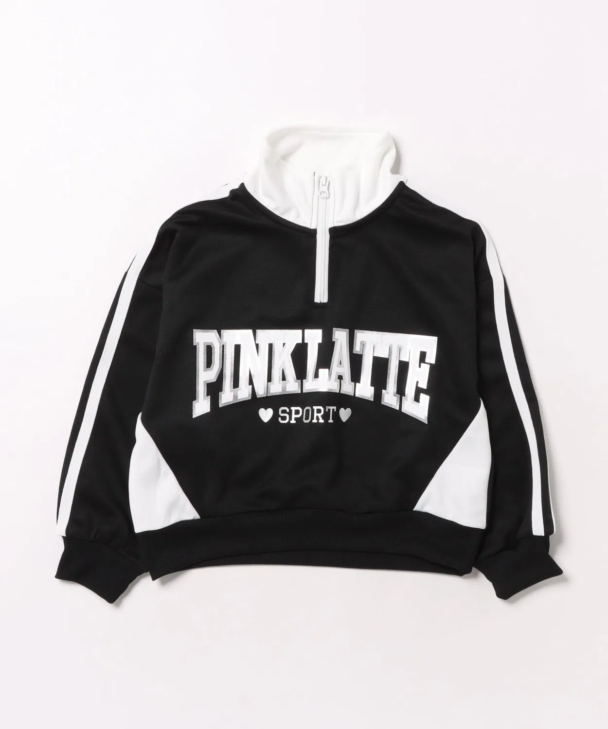 Топс джерси с половинной молнией PINK-latte SPORT, укороченный, черный
