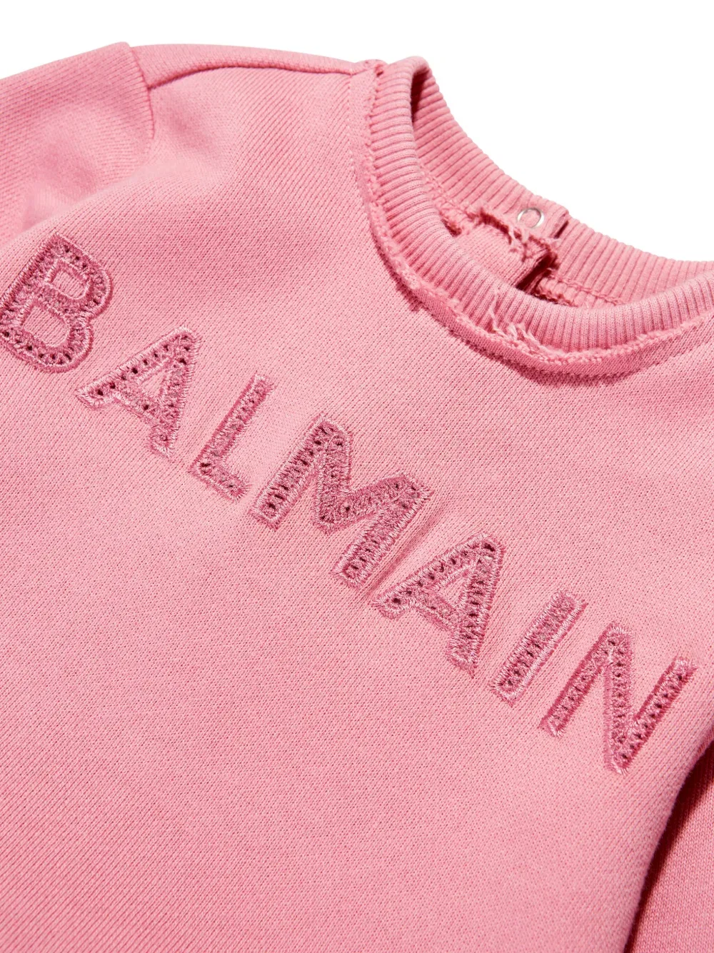 Многоярусное платье с вышитым логотипом Balmain Kids, розовый — фото 3