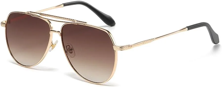 

Солнцезащитные очки LVTFCO с биметаллическим оправой, круглые, модные, для поездок на работу, для мужчин и женщин, с защитой от УФ-излучения UV400, Gradient Brown