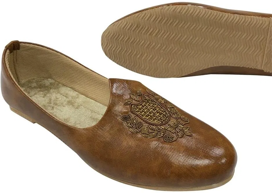 Мужские свадебные лоферы Sherwani Juttis в этническом стиле ручной работы моджари индийские пенджабские джути Step n Style, Skin-Coloured — фото 4