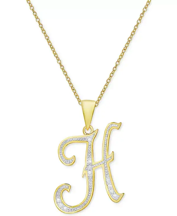 

Ожерелье с кулоном-инициалом в форме бриллианта, 18 дюймов, из серебра, золота и розового золота Macy'S, h/gold