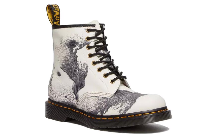 Мужские ботинки Dr. Martens 1460 x Tate Decalcomania кожаные с принтом, бело-черный — фото 3