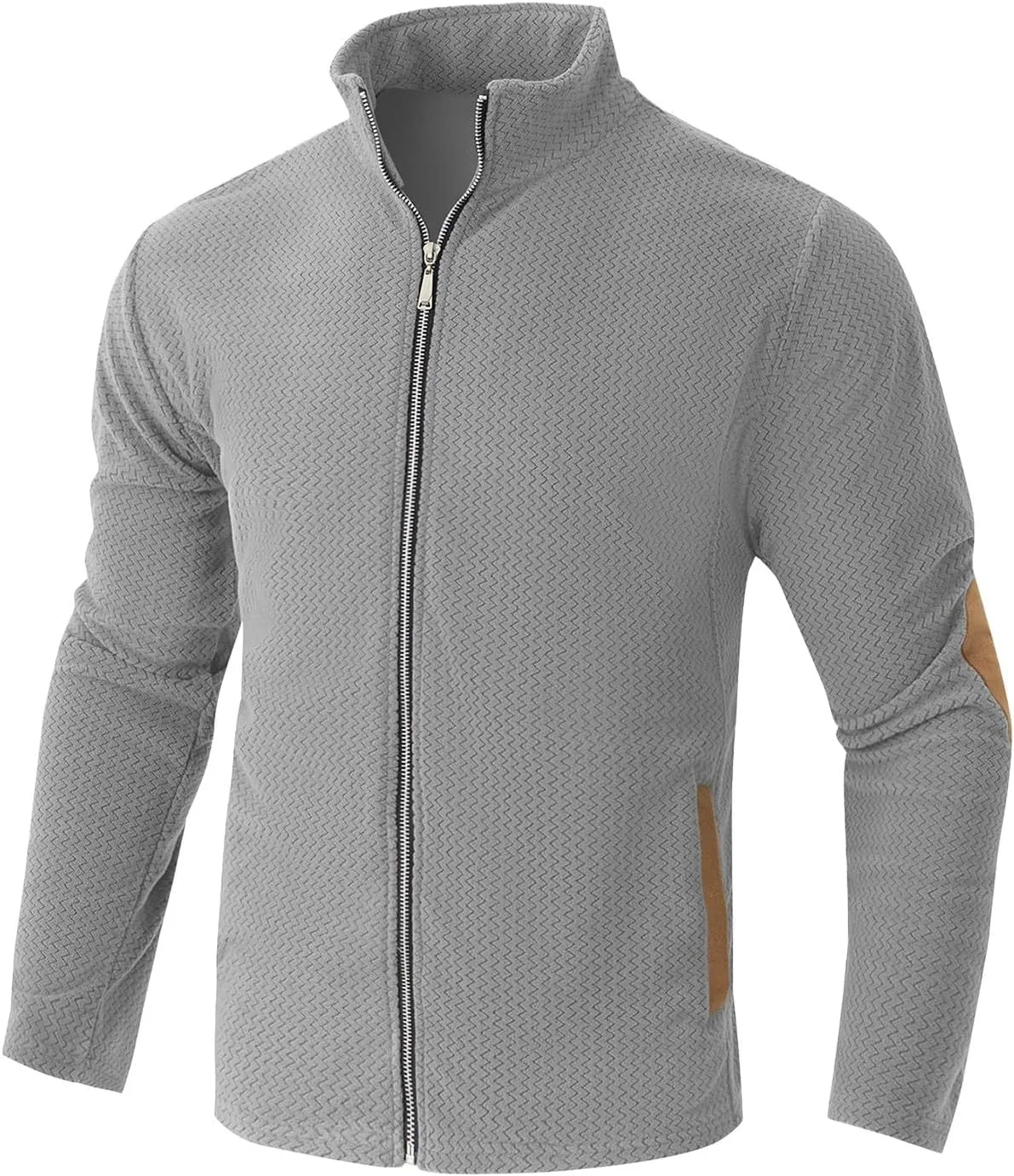 Мужской кардиган на молнии Slim Fit с воротником стойкой и двумя карманами — фото 3