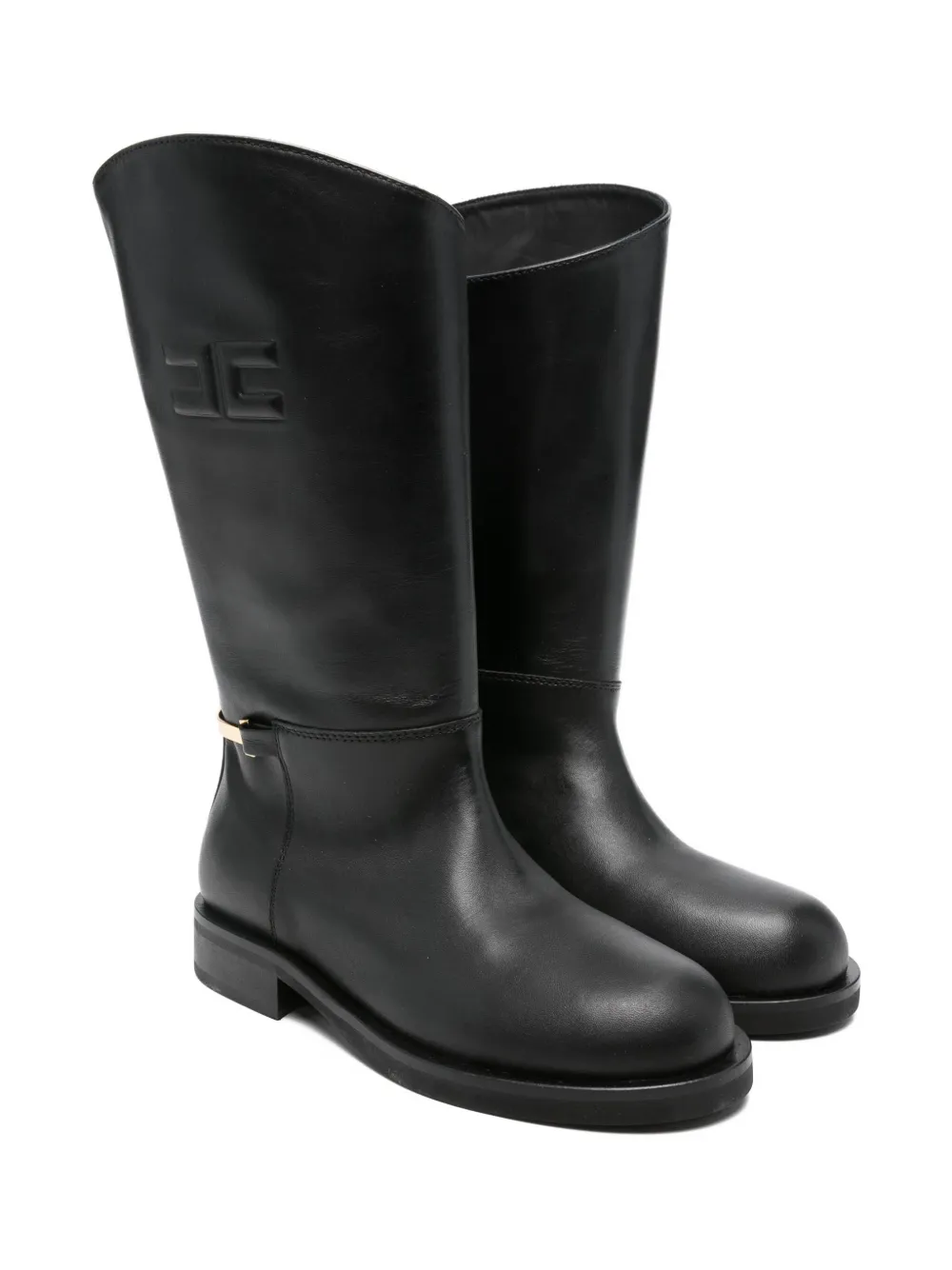 

Сапоги с пряжкой и тисненым логотипом Elisabetta Franchi La Mia Bambina, черный