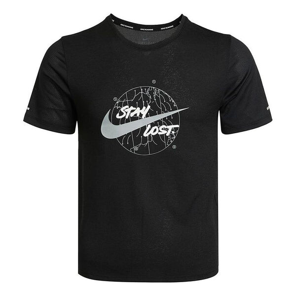 

Футболка dri fit mylar wild run tee мужские Nike, черный