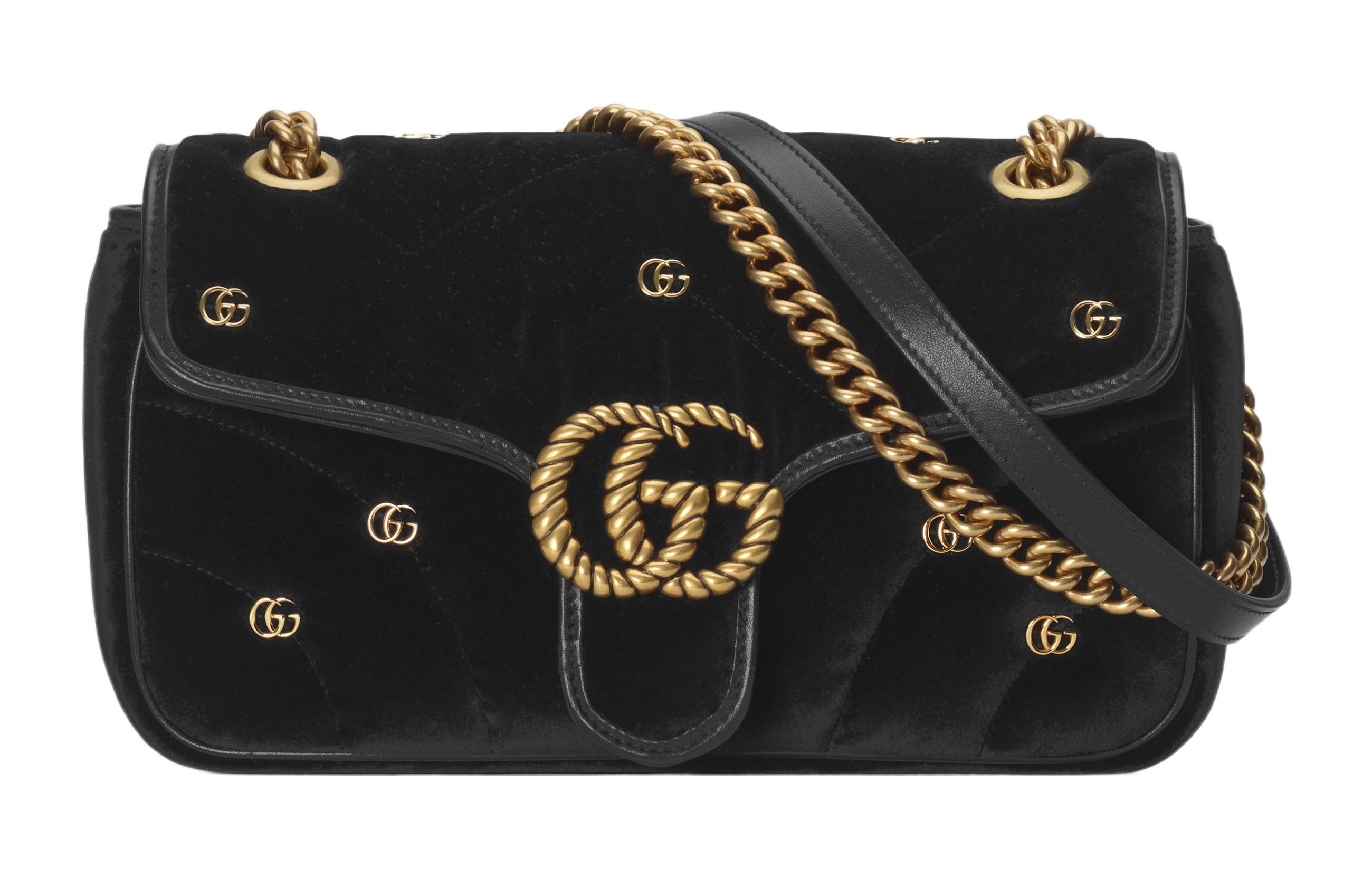 

GUCCI Сумка GG Marmont бархатная кросс-боди через плечо женская черная