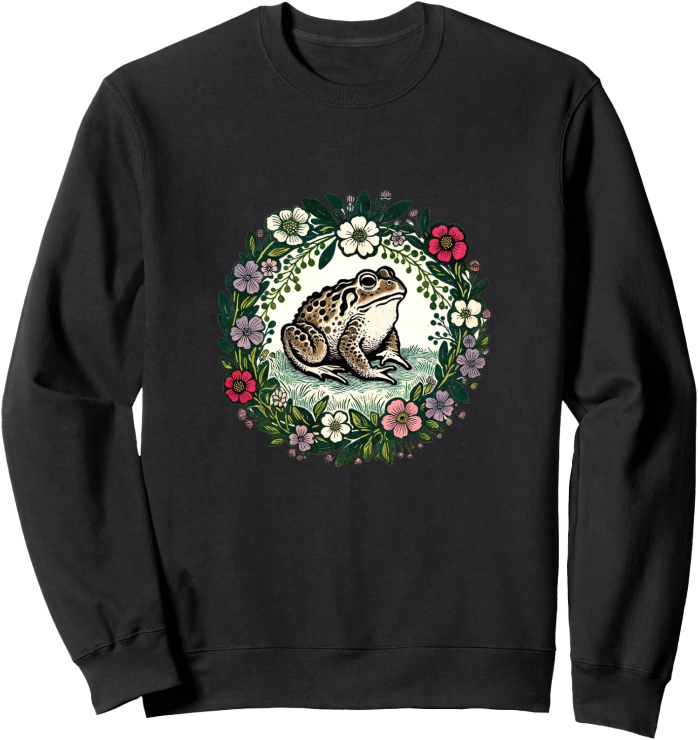 

Милая толстовка с изображением жабы и полевых цветов Cottagecore Snugg, черный