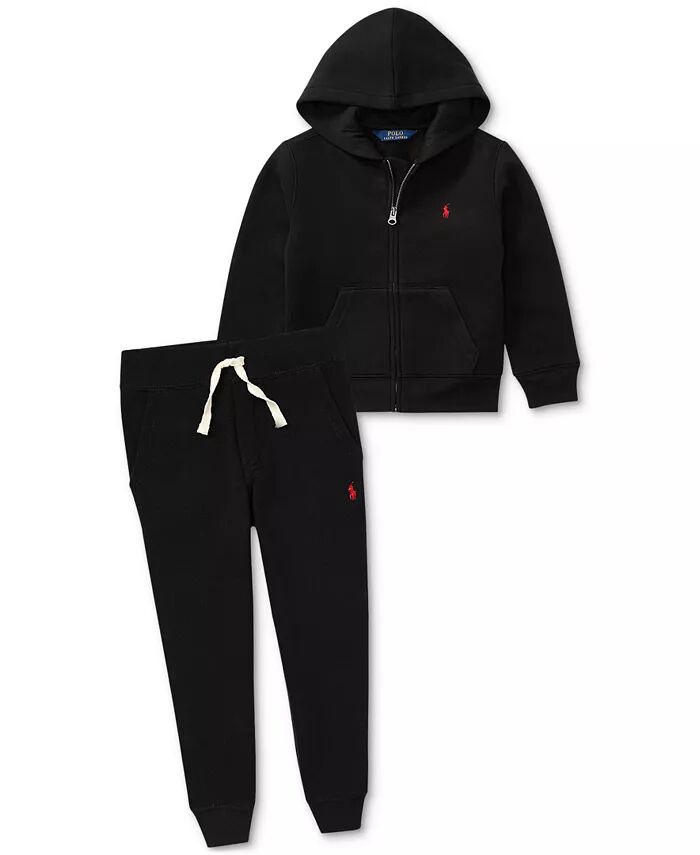 Джоггеры из хлопкового флиса для малышей и маленьких мальчиков Polo Ralph Lauren, черный — фото 3