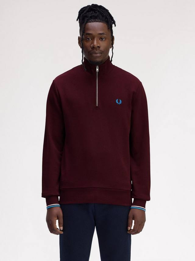 

Хлопковая толстовка с длинными рукавами и высоким воротником на молнии Fred Perry