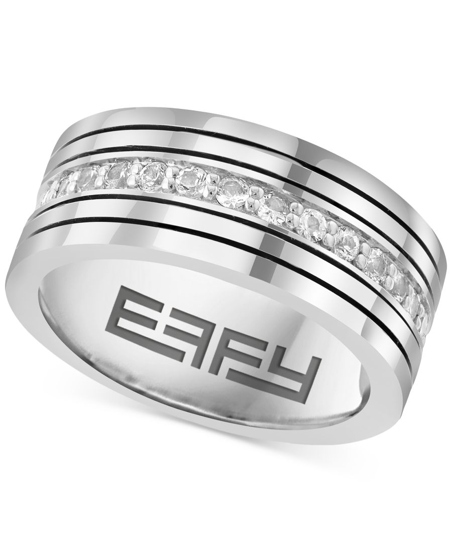 

Мужское кольцо EFFY с многорядным циркониевым гравированным узором (1,5 карата) из стерлингового серебра EFFY Collection, Silver