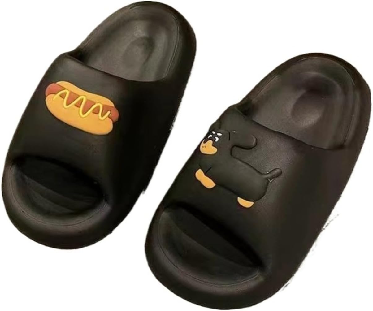 

Милые тапочки с таксой для женщин и мужчин, взрослые, забавные, пушистые, мягкие, для дома, спальни, с нескользящей подошвой Elirar, черный