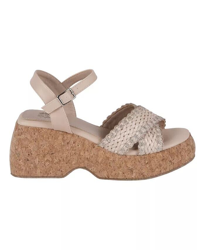Женские босоножки Lucy на танкетке из пробковой ткани GC Shoes, бежевый — фото 2