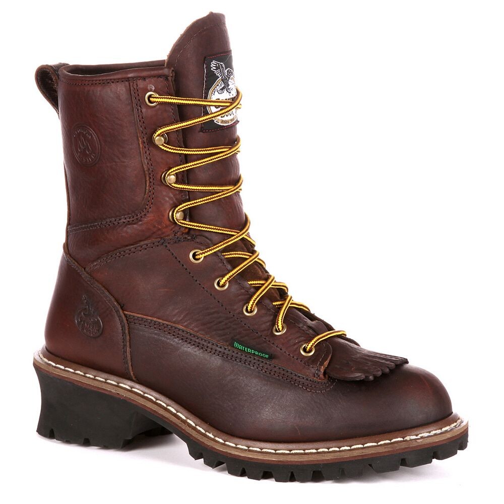 

Georgia Boots Мужские водонепроницаемые рабочие ботинки Loggers, цвет Tumbled Chocolate