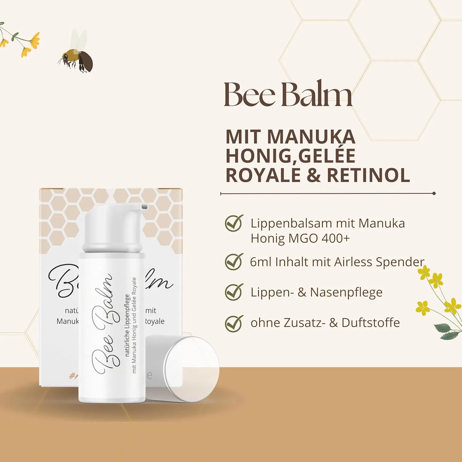 Бальзам для губ «BeeBalm» с медом мануки и маточным молочком от bedrop, 6 мл Bedrop — фото 2