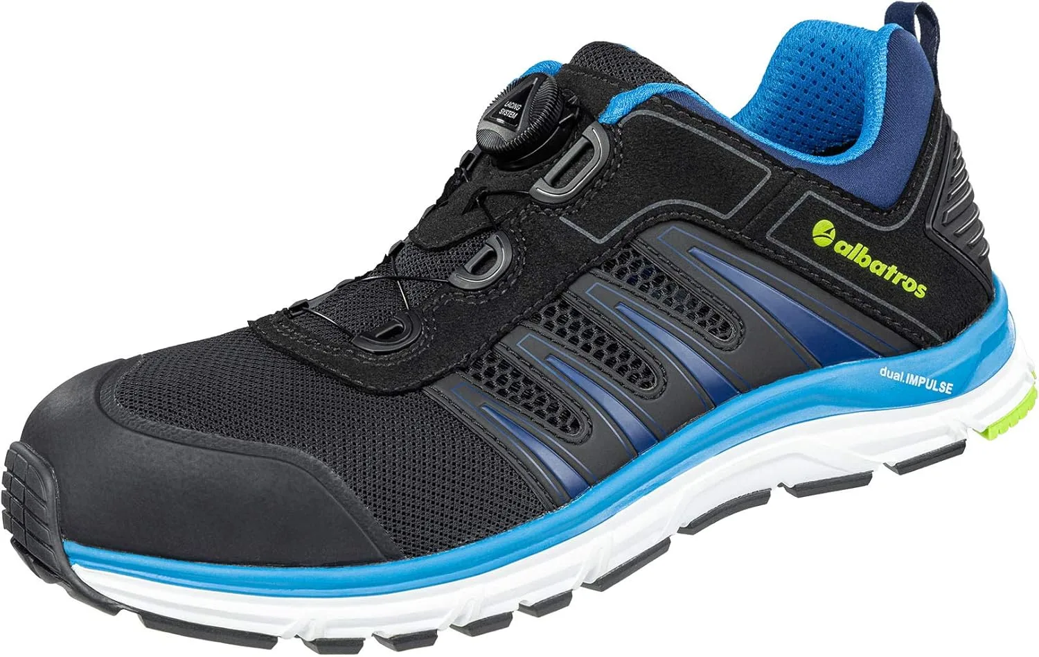 Высококачественные защитные ботинки ALBATROS Breeze Impulse Low Safety Shoes S1P ESD HRO SRA с защитным носком. Стекловолокно, защита от металла, нестабильное электропитание, тепловые, унисекс, черный/синий