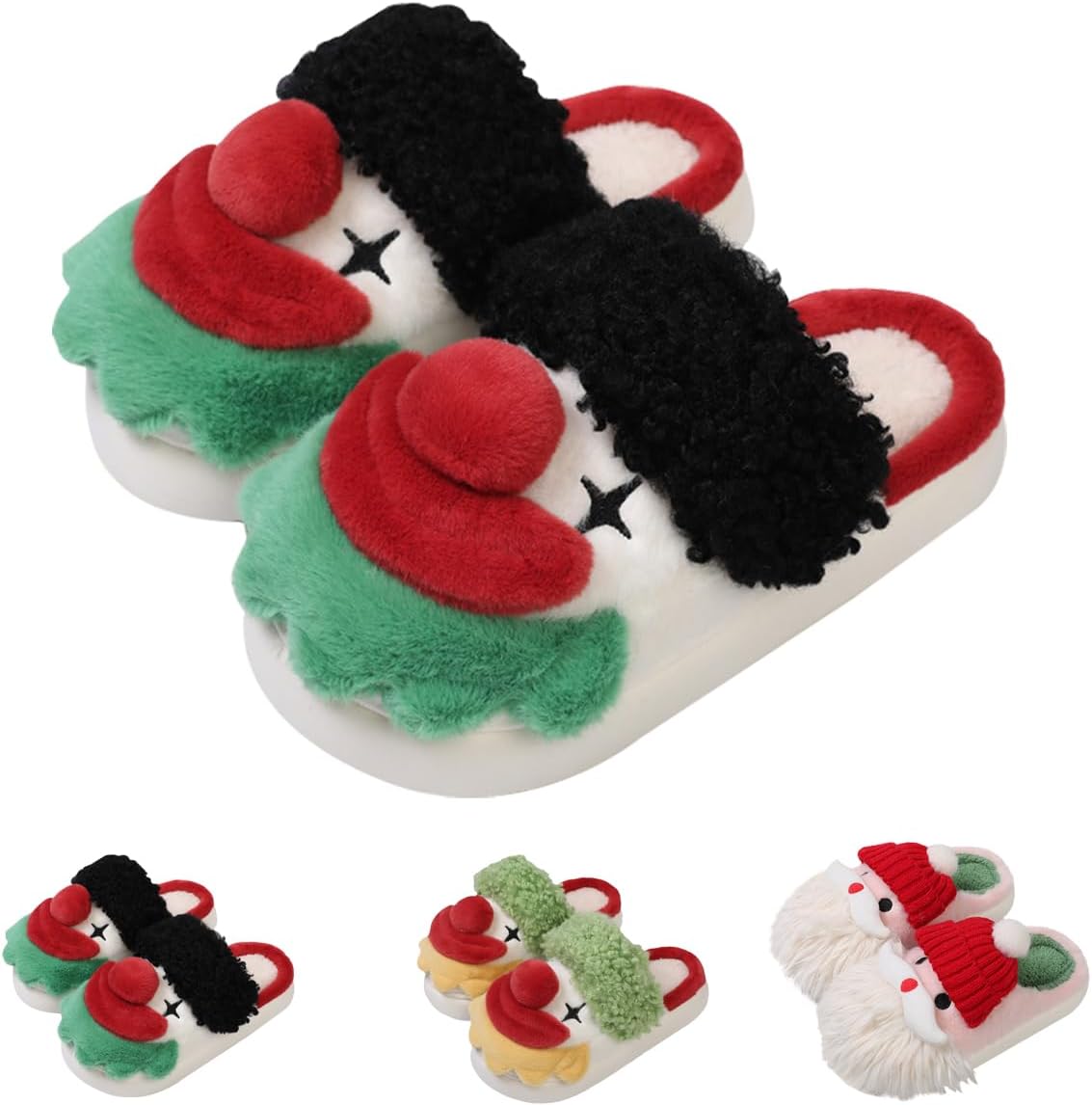 

Тапочки Tokisaki Christmas Santa для женщин и мужчин, забавные тапочки клоуна на Хэллоуин, домашние тапочки с эффектом памяти, тапочки-животные для зимы и спальни, черный