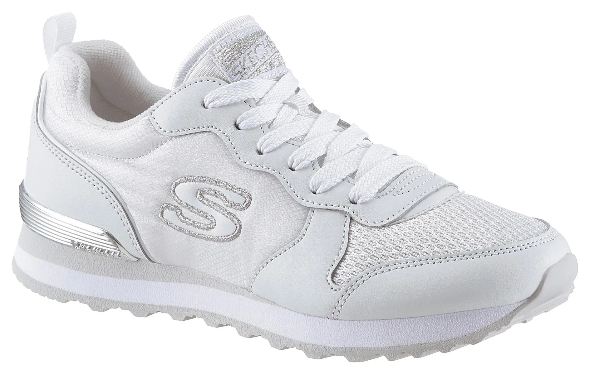 Кроссовки Skechers "Gold'n Gurl", с металлическими деталями, повседневная обувь, полуботинки, туфли на шнуровке, серебристый