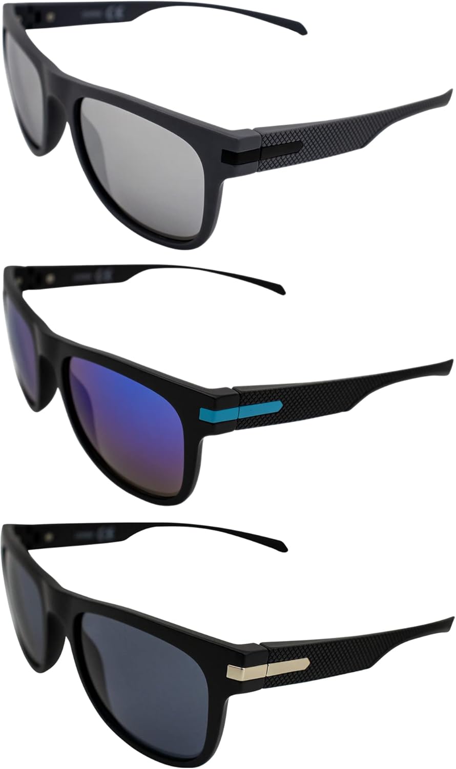 

Солнцезащитные очки AlterImage Crash Sports Fashion Retro, 3 пары: серая и черная оправа с металлическими акцентами, линзы G-Tech синего и дымчатого цвета с зеркальной поверхностью (Gray-flash Mirror/Black-blue Mirror/Black-smoke)