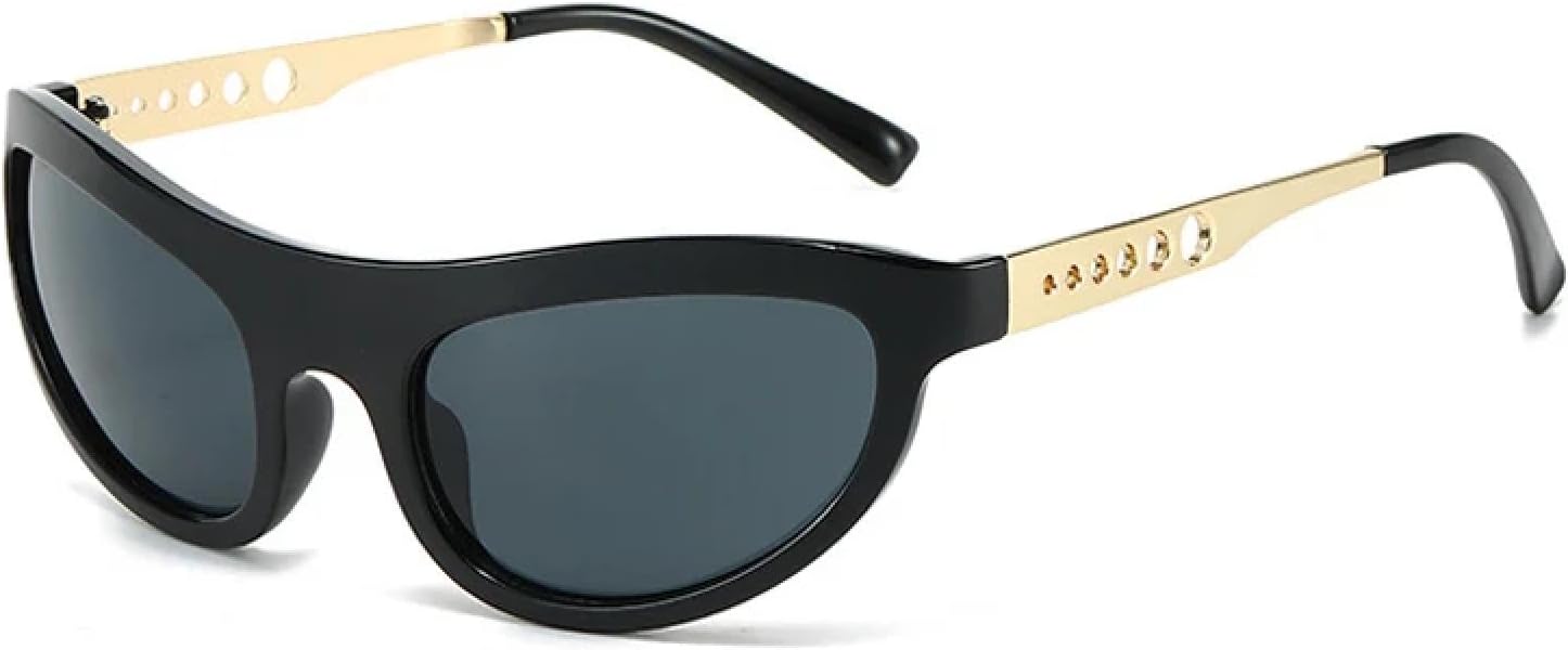 

Женские солнцезащитные очки в винтажном стиле с уникальными металлическими полыми круглыми дужками, защита от УФ-излучения UV400. Мужские модные очки HHZZYVY, Black Gray