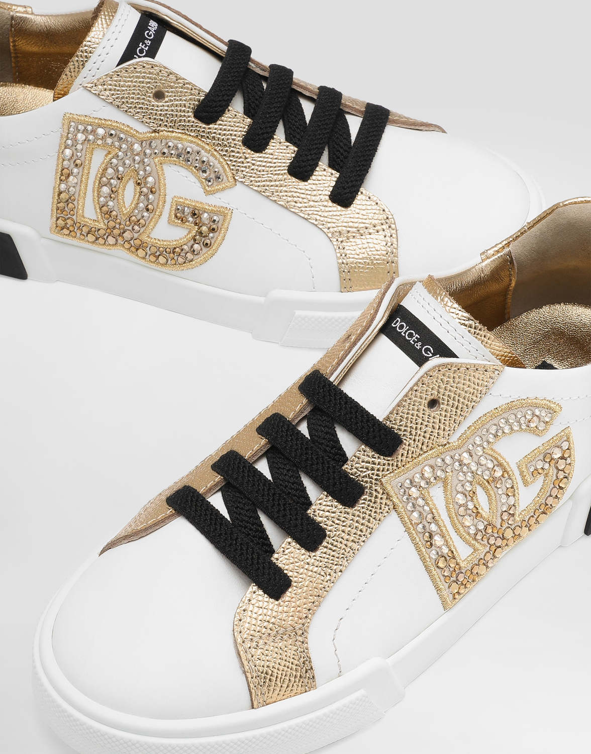 Кроссовки из телячьей наппы и ламинированной кожи Dauphine Dolce&Gabbana, белый — фото 4