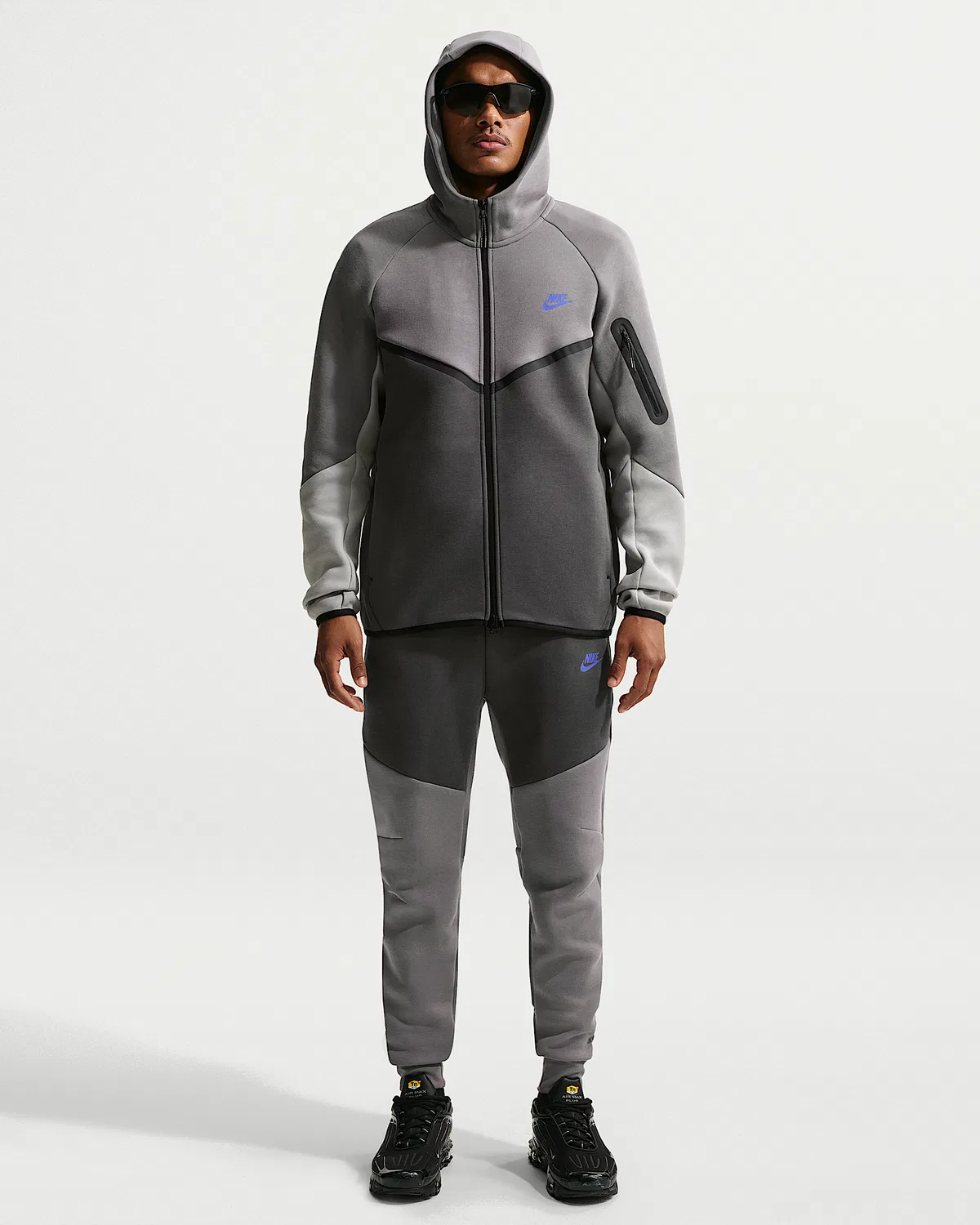 Мужская флисовая ветровка Nike Tech на молнии, Pencil Point/Medium Ash/College Grey/Sapphire — фото 4