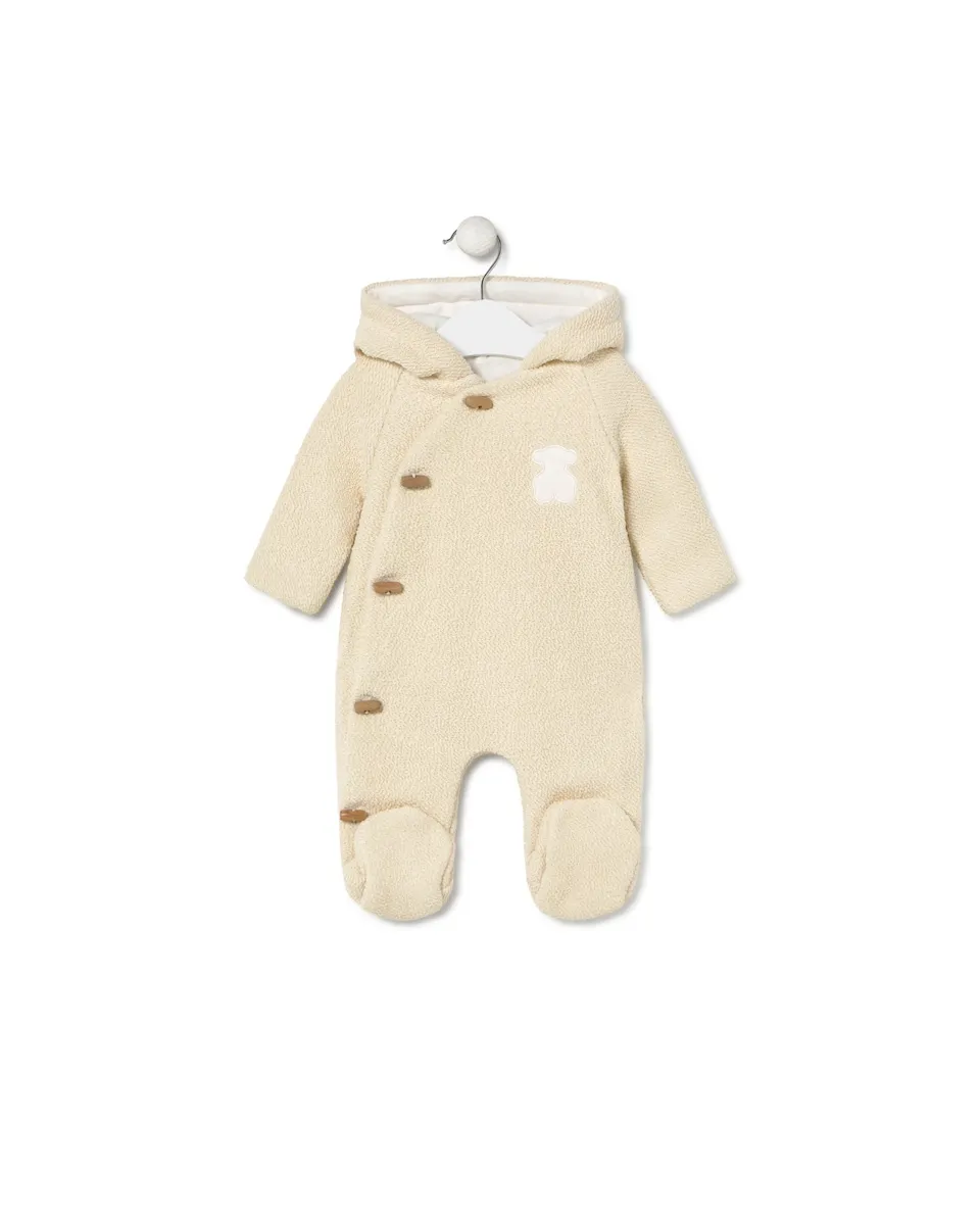 

Детский комбинезон с капюшоном и вышитым медвежонком на груди Tous, бежевый