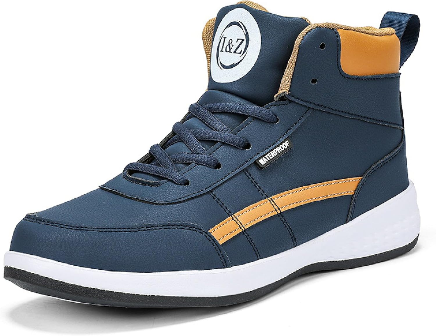 

Мужские кожаные высокие кроссовки на платформе, ботинки до щиколотки, модные комфортные для прогулок, теннисные, повседневные, со шнуровкой, «dad» обувь для улицы и баскетбольного стиля Bhdjk, синий