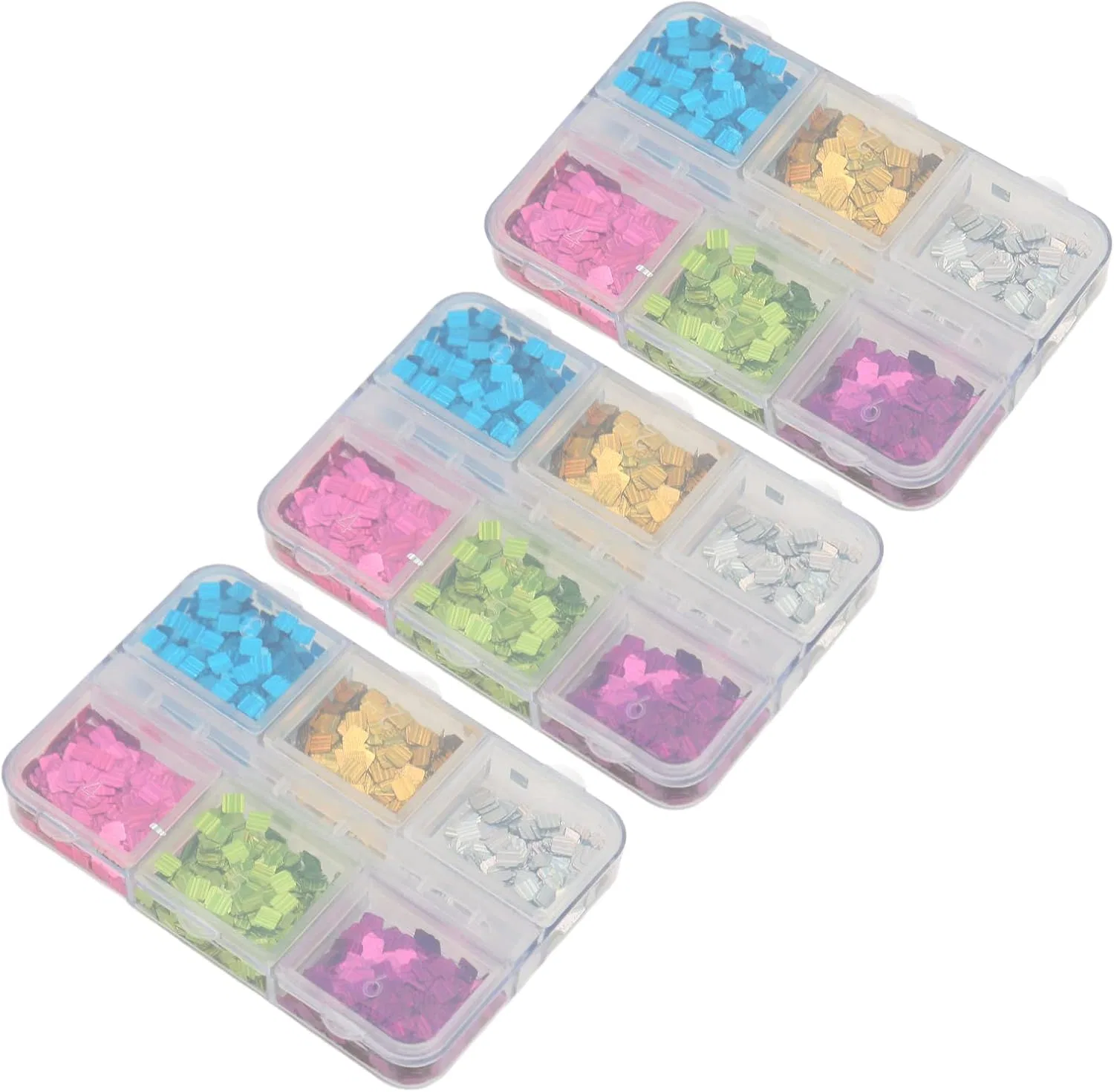 Квадратные блестки для ногтей, 6 ячеек Generic