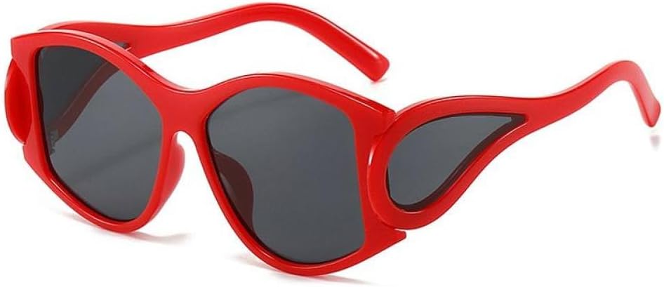 

Панк-солнцезащитные очки для мужчин, большие солнцезащитные очки «кошачий глаз» для женщин, солнцезащитные очки в стиле стимпанк, модные очки неправильной формы MTZJH, C2redgray