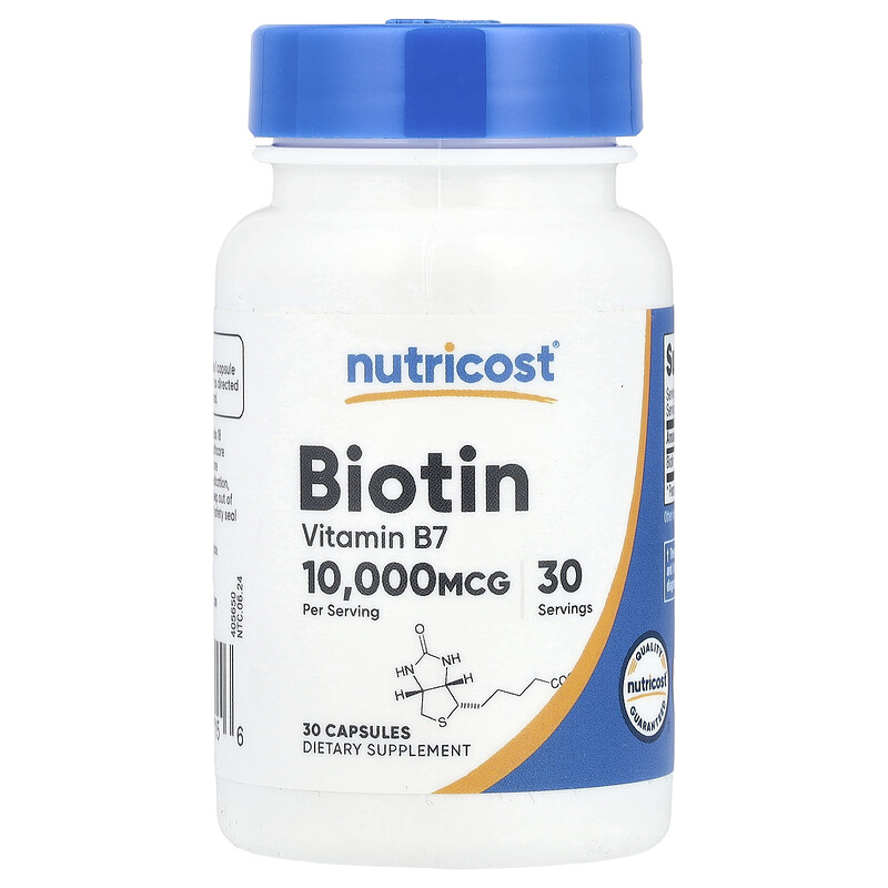 

Nutricost, Биотин, 10 000 мкг, 30 капсул