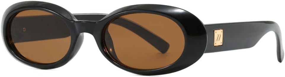 

Ретро овальные солнцезащитные очки для женщин, для езды на открытом воздухе, защита от УФ-излучения UV400; панк-солнцезащитные очки для мужчин, для езды на велосипеде на открытом воздухе KTUCN, Black Framed Tea